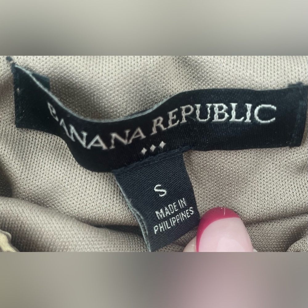 Banana Republic black brown animal print midi skirt, elastic waist, drawstring;S - Picture 4 of 7
